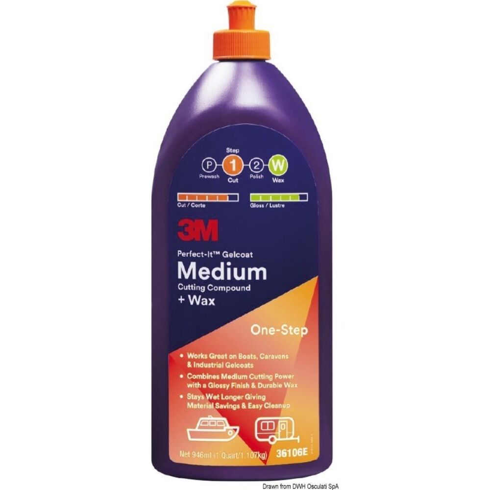 3M 36106E Perfect-It Gelcoat Medium Cutting Compound & Wax, 946 ml